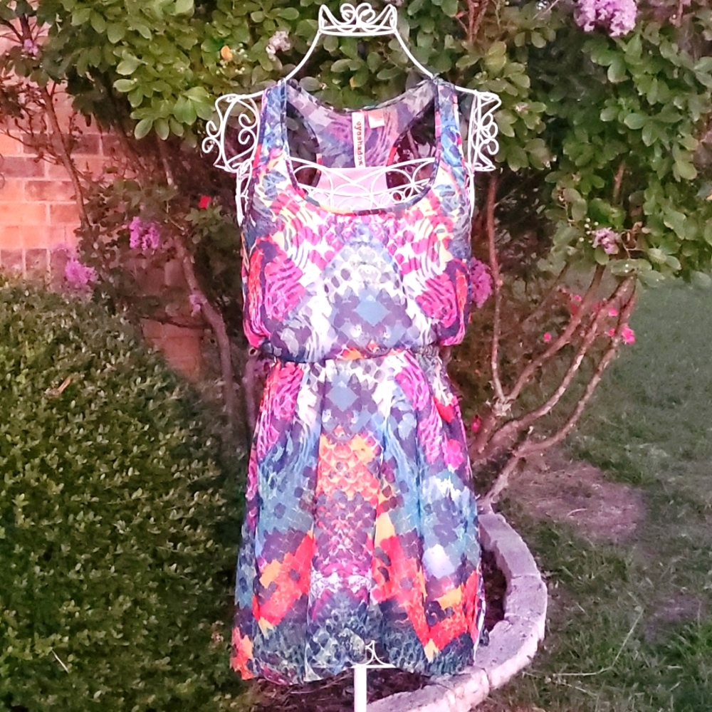 Eyeshadow Multi-Colored Animal Print Racer Back Tank Dress